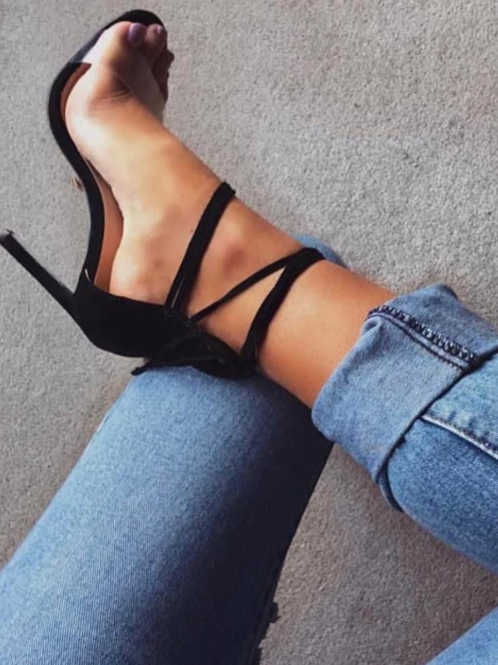 White Fox Boutique Black Strappy Stiletto Heels
